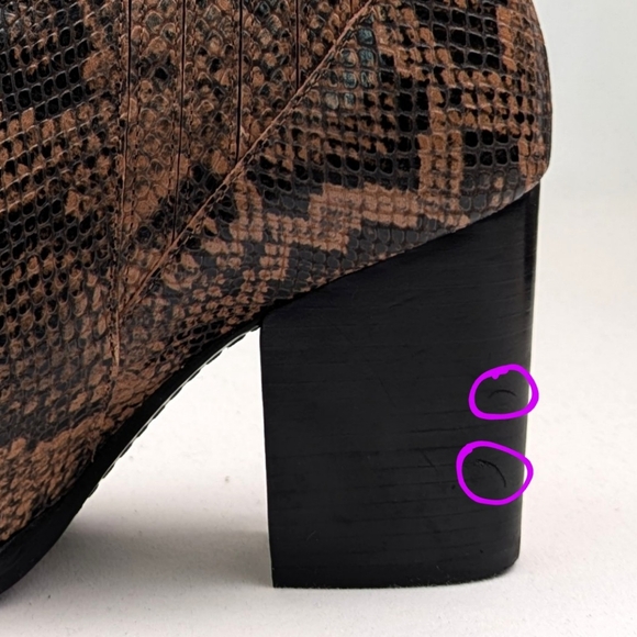 Marc Fisher Ltd Alva Python Printed Leather Bootie Pull On Block Heel Brown 9 - Picture 14 of 16